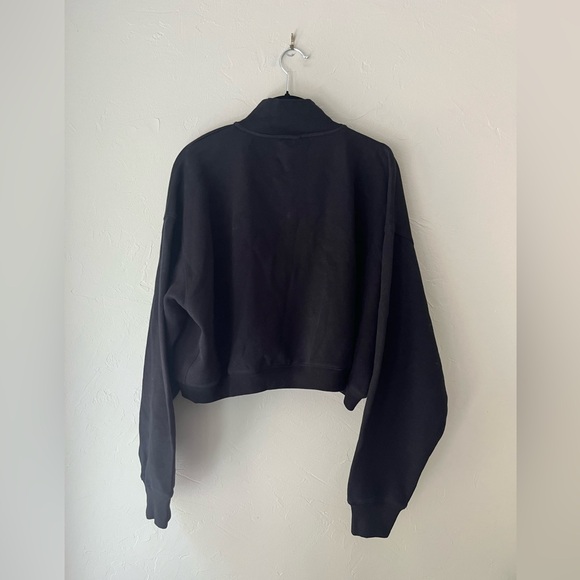 SKIMS COTTON FLEECE CROPPED HALF ZIP PULLOVER ONYX L - Picture 2 of 7
